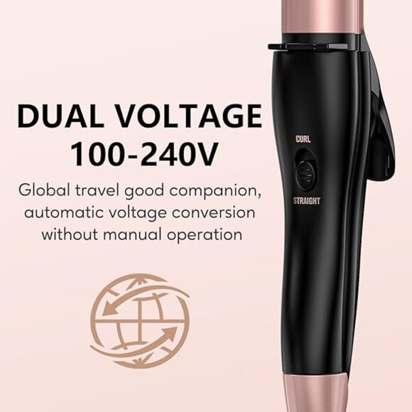 Terviiix Travel Curling Iron 2 in 1, Travel Flat Iron Hair Curler in One, 1 1/4 - Picture 3 of 4